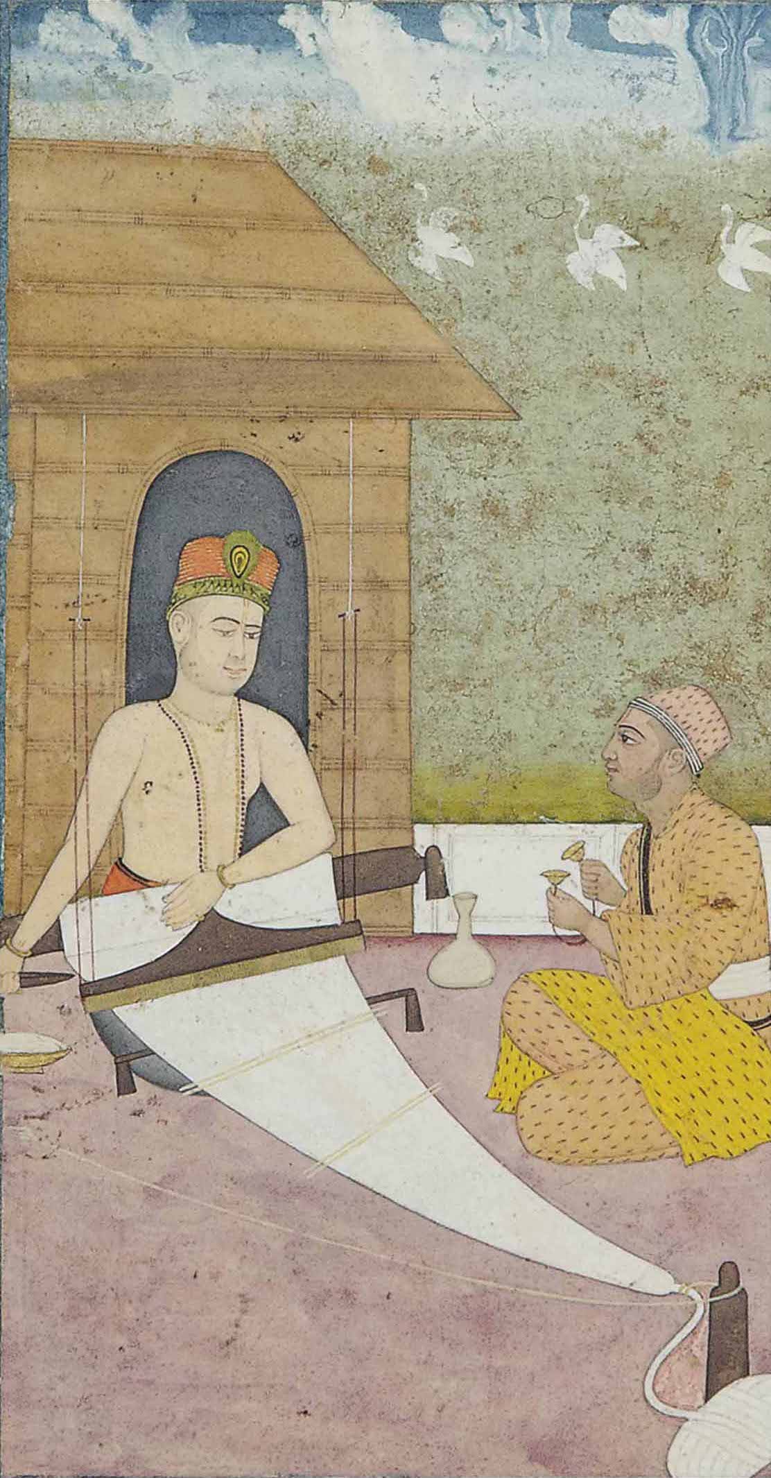 Eighteenth-century painting of Kabir seated at his loom